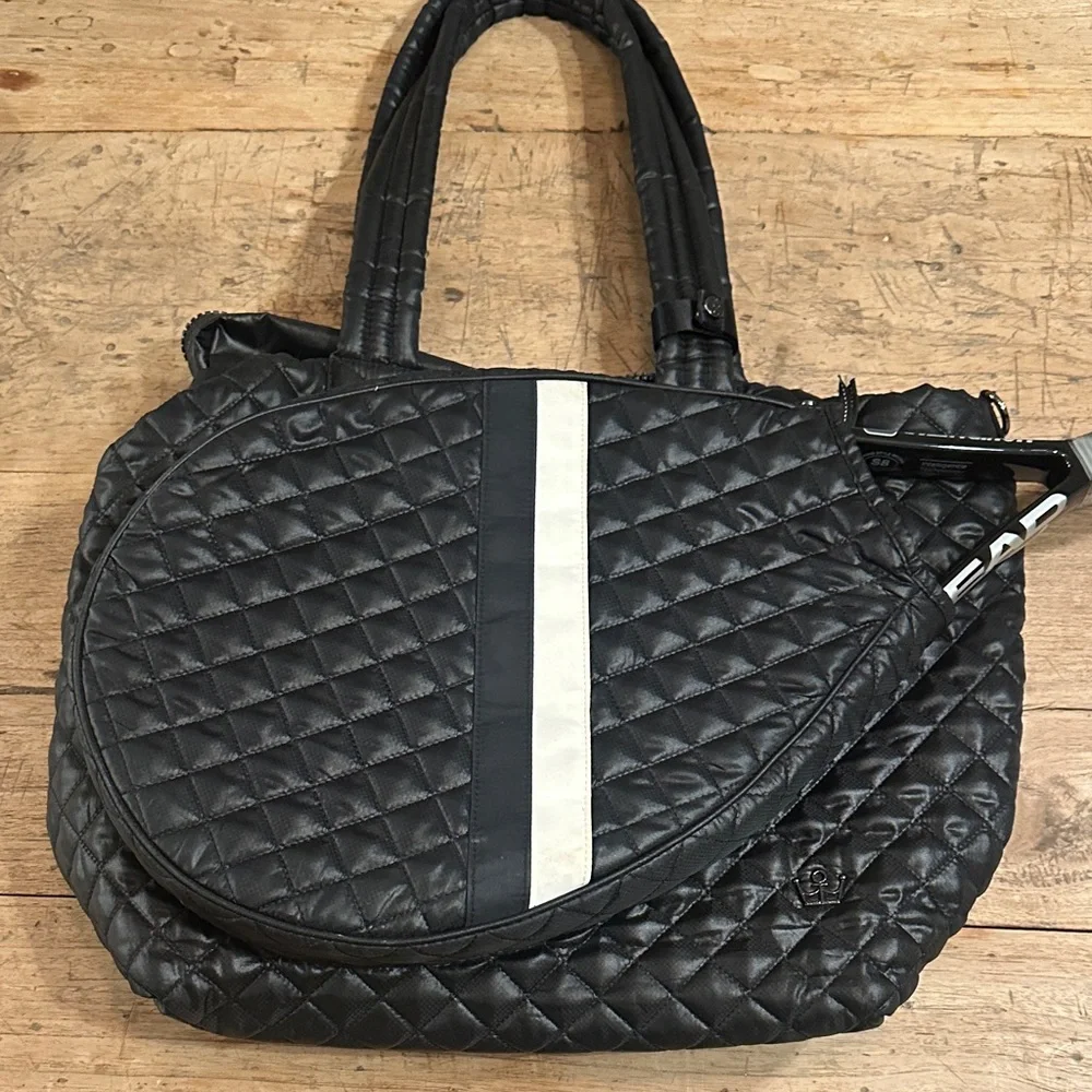 Oliver Thomas Quilted Tennis Tote Bag – Black white - Picture 1 of 8